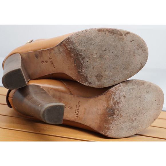 Coach Labelle British Tan New Calf Leather Heel Booties Womens 8B - Picture 11 of 13